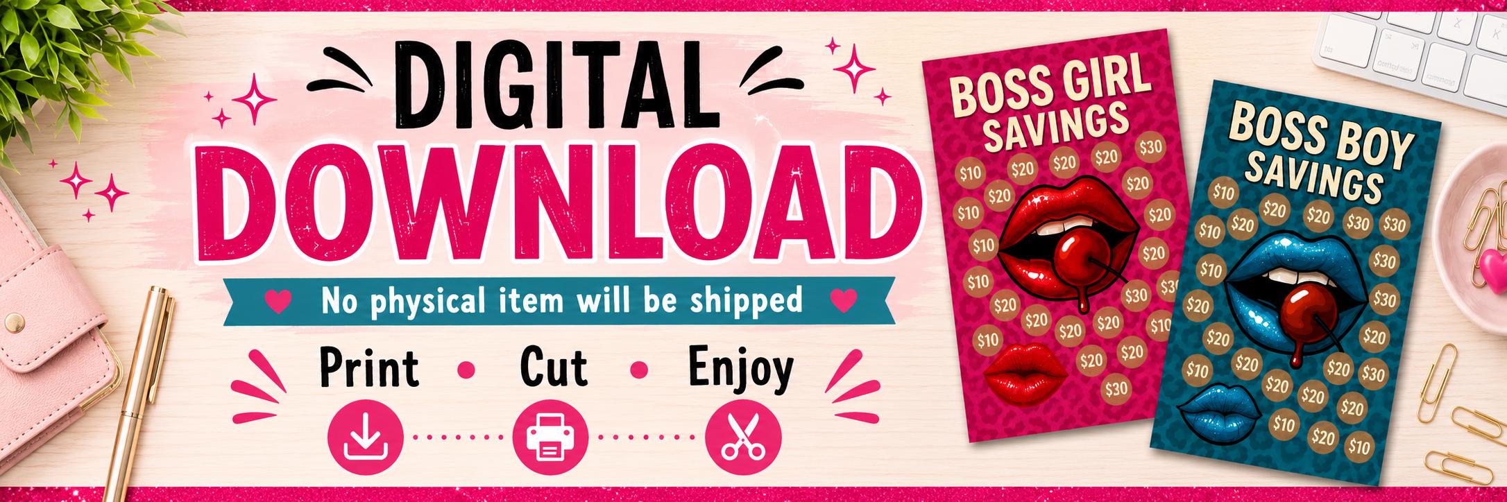 Boss Savings Challenge Tracker | Printable Cash Stuffing Envelope (Digital Download)