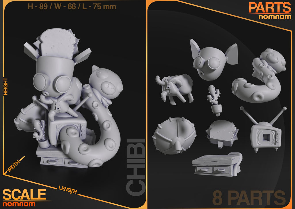 Chibi Robot Unpainted Garage Kit | Invader Zim Resin Figure for Collectors