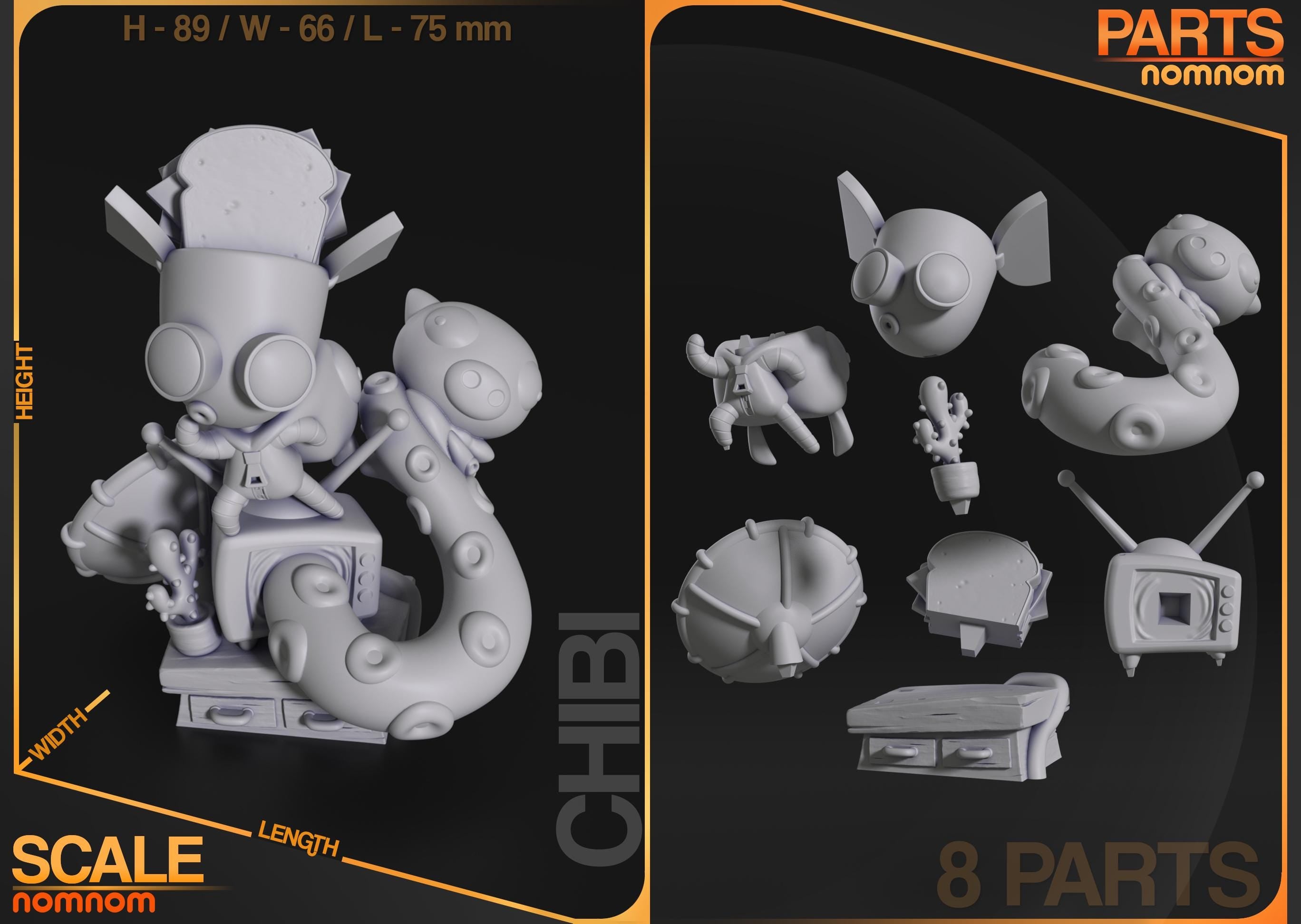 Chibi Robot Unpainted Garage Kit | Invader Zim Resin Figure for Collectors