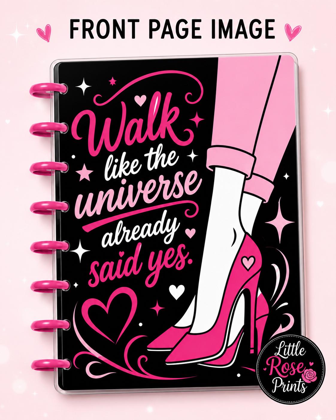 Women Empowerment A5 Notebook Cover 3MF Set | Motivational Pink Front, Back & Rings | 3D Printable Digital File