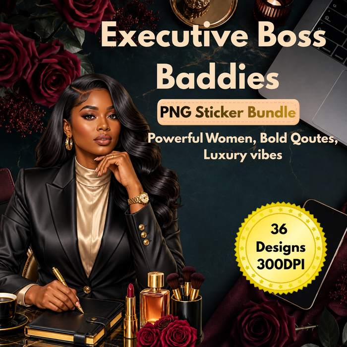 Executive Women Empowerment PNG Sticker & Clipart Bundle – 36 Designs