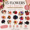 15 Floral Vinyl Sticker Bundle | Unique Flower Stickers | Matte Waterproof Stickers | Laptop Sticker Pack | Planner | Water Bottle Decals