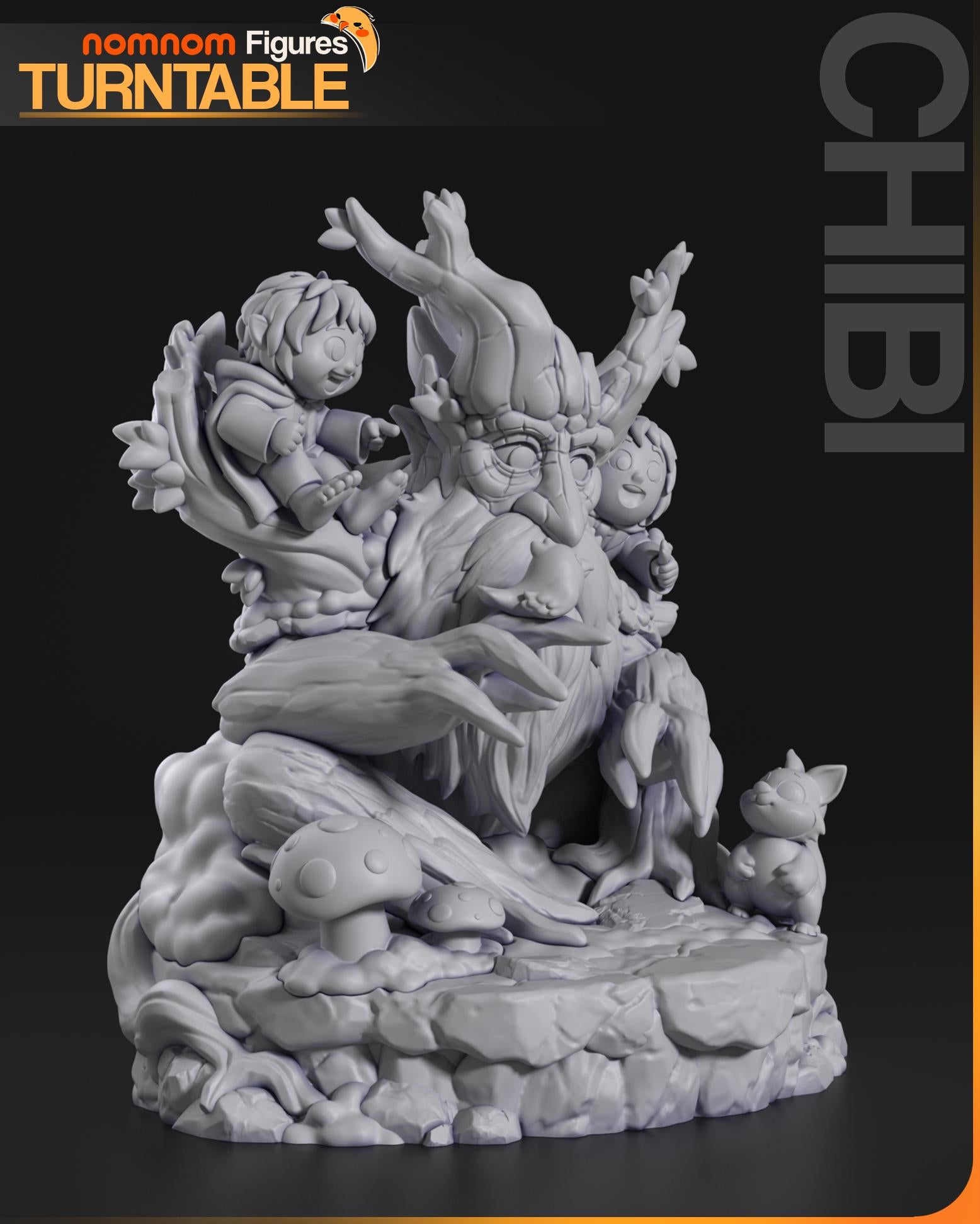 Ancient Forest Guardian Chibi Figure | Unpainted Resin Garage Kit | Fantasy Collectible Statue