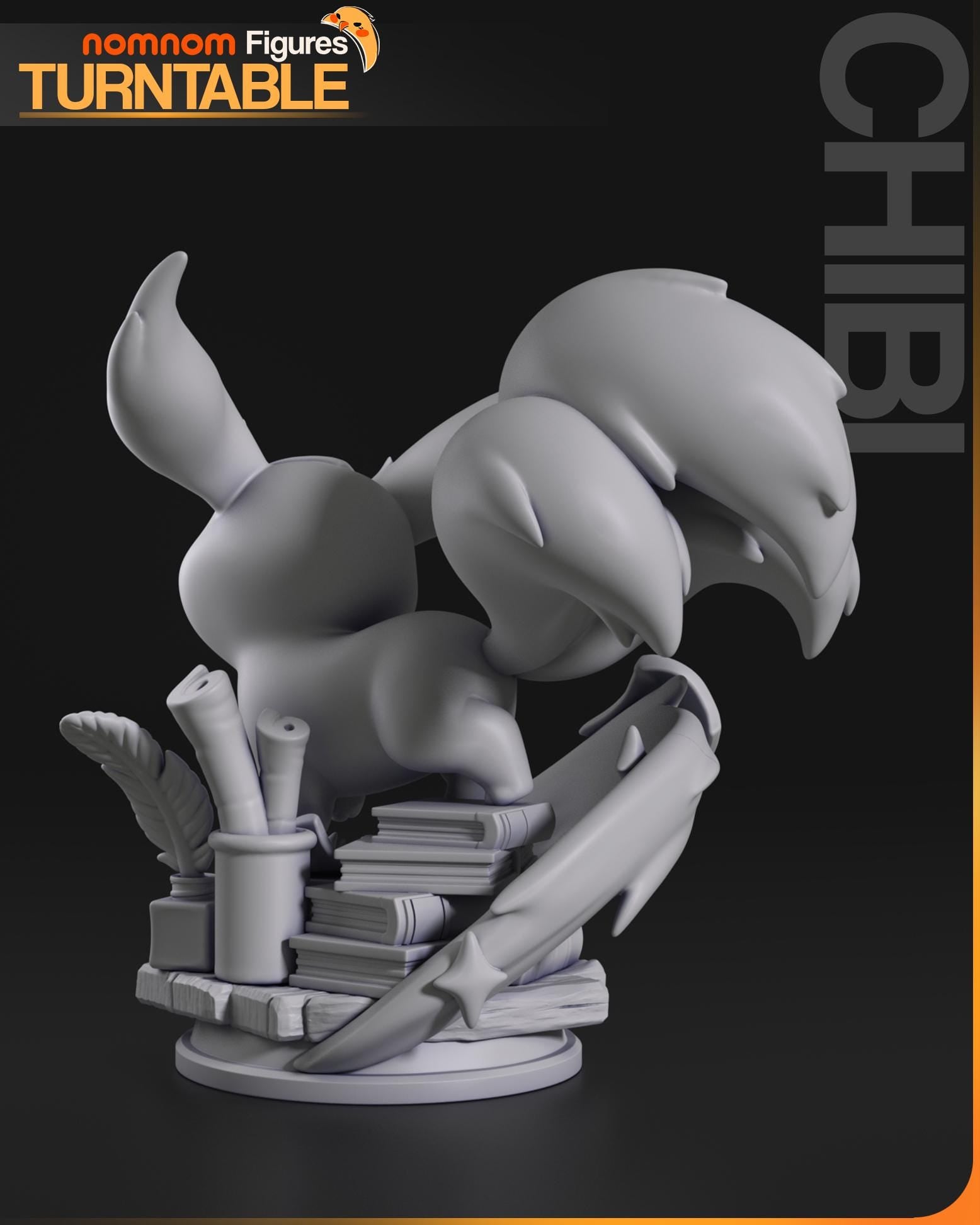Chibi Crystal Fox Creature Figurine | Unpainted Resin Figure | Fantasy Garage Kit | Paint Your Own Model