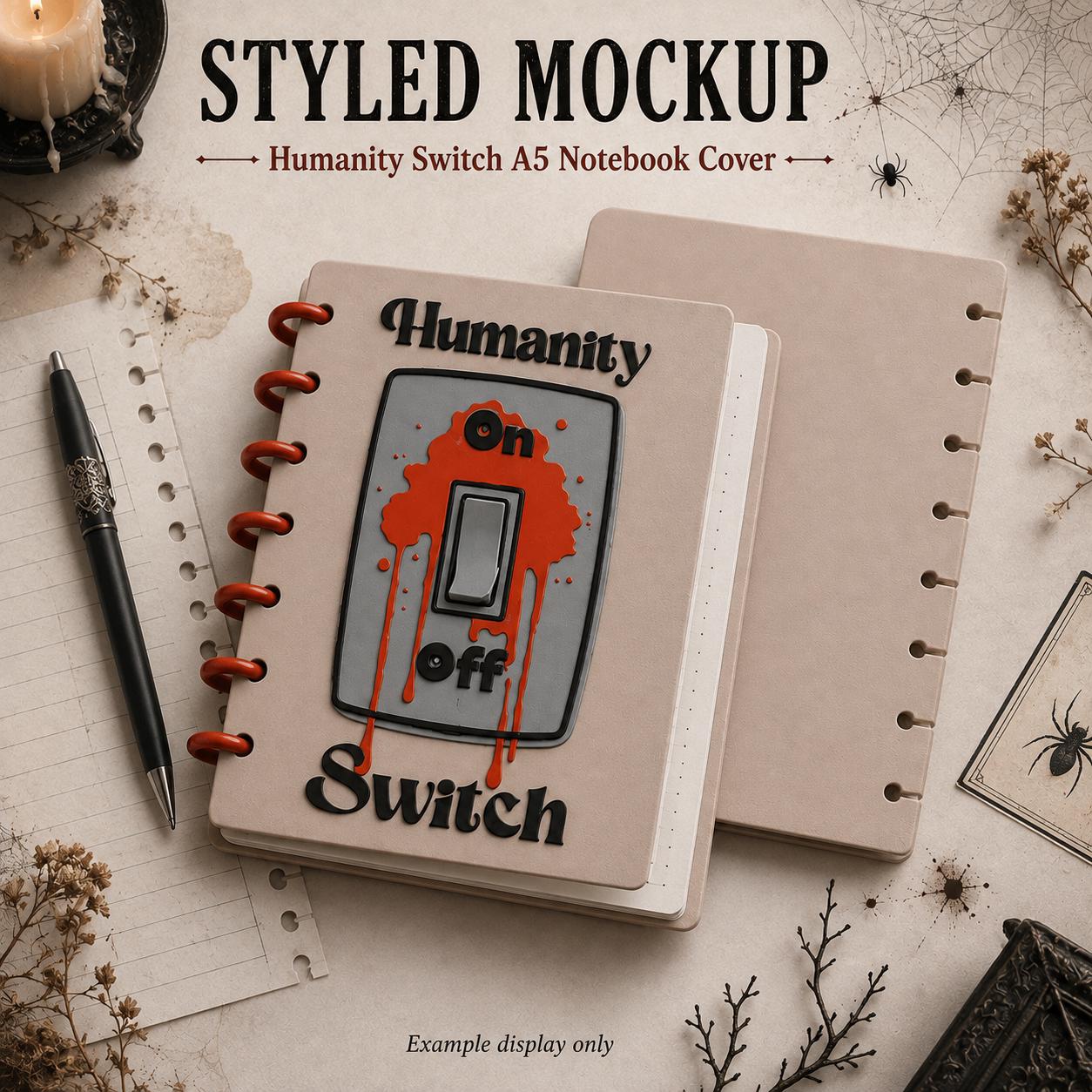 Humanity Switch A5 Notebook Cover 3MF File | Horror Discbound Journal Cover | Spooky Gothic Planner Cover | 3D Print Digital Download