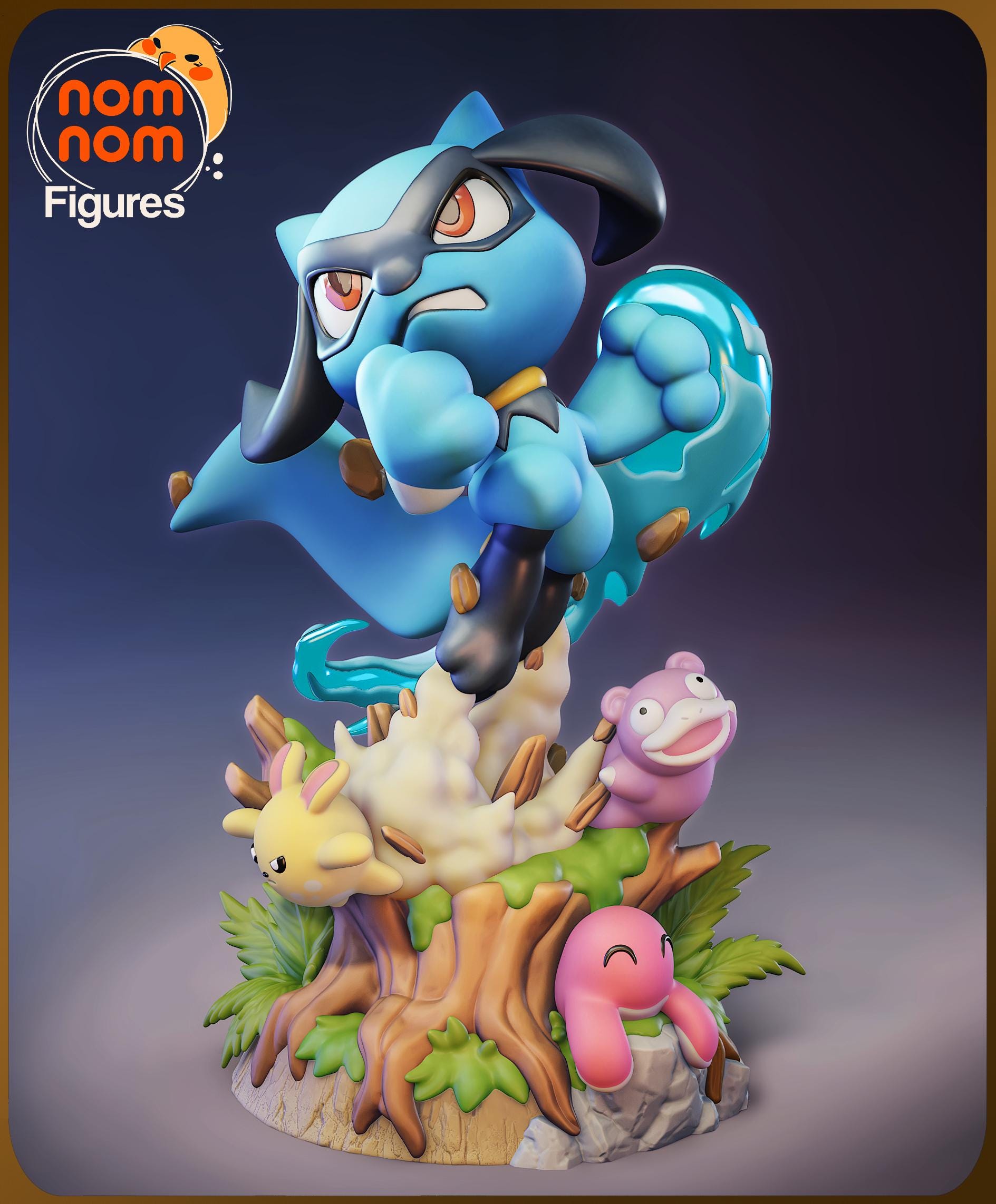 Chibi Blue Spirit Wolf Figurine | Unpainted Resin Collectible | Fantasy Creature Garage Kit