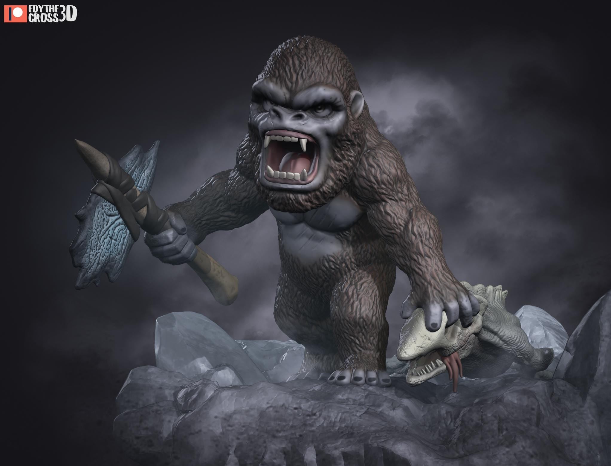 Titan Monster Duo Figurine | Unpainted Resin Collectible | Fantasy Creature Garage Kit | Display Statue