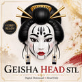 Geisha Head STL File | Japanese Inspired Female Face Sculpt | Resin 3D Printing Model | Miniature Painting Hobby Digital Download