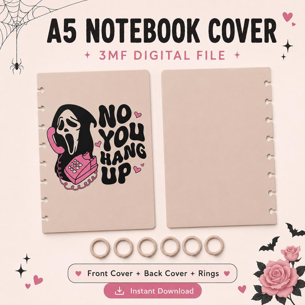 Creepy Cute A5 Notebook Cover 3MF File | Horror Discbound Journal Cover | Scream Inspired Spooky Planner Cover | 3D Print File