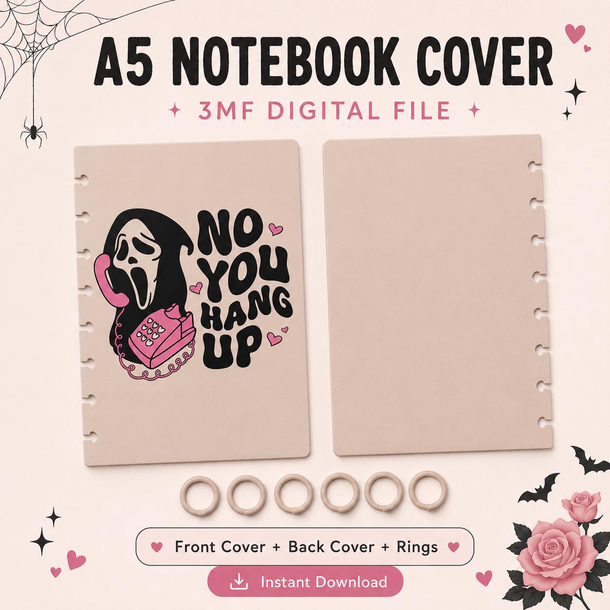Creepy Cute A5 Notebook Cover 3MF File | Horror Discbound Journal Cover | Scream Inspired Spooky Planner Cover | 3D Print File