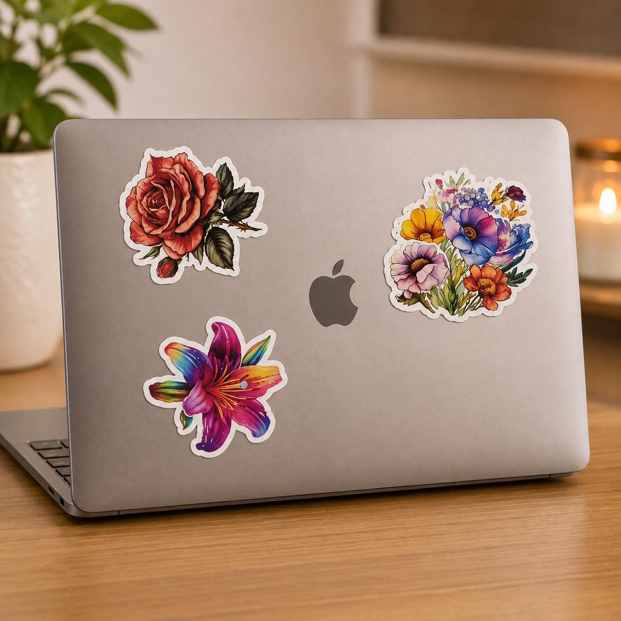 15 Floral Vinyl Sticker Bundle | Unique Flower Stickers | Matte Waterproof Stickers | Laptop Sticker Pack | Planner | Water Bottle Decals