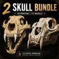 2 Skull STL Bundle | 75mm & 120mm Fantasy Skull Models | 3D Printable Resin Files | Digital Download | Hobby Ready