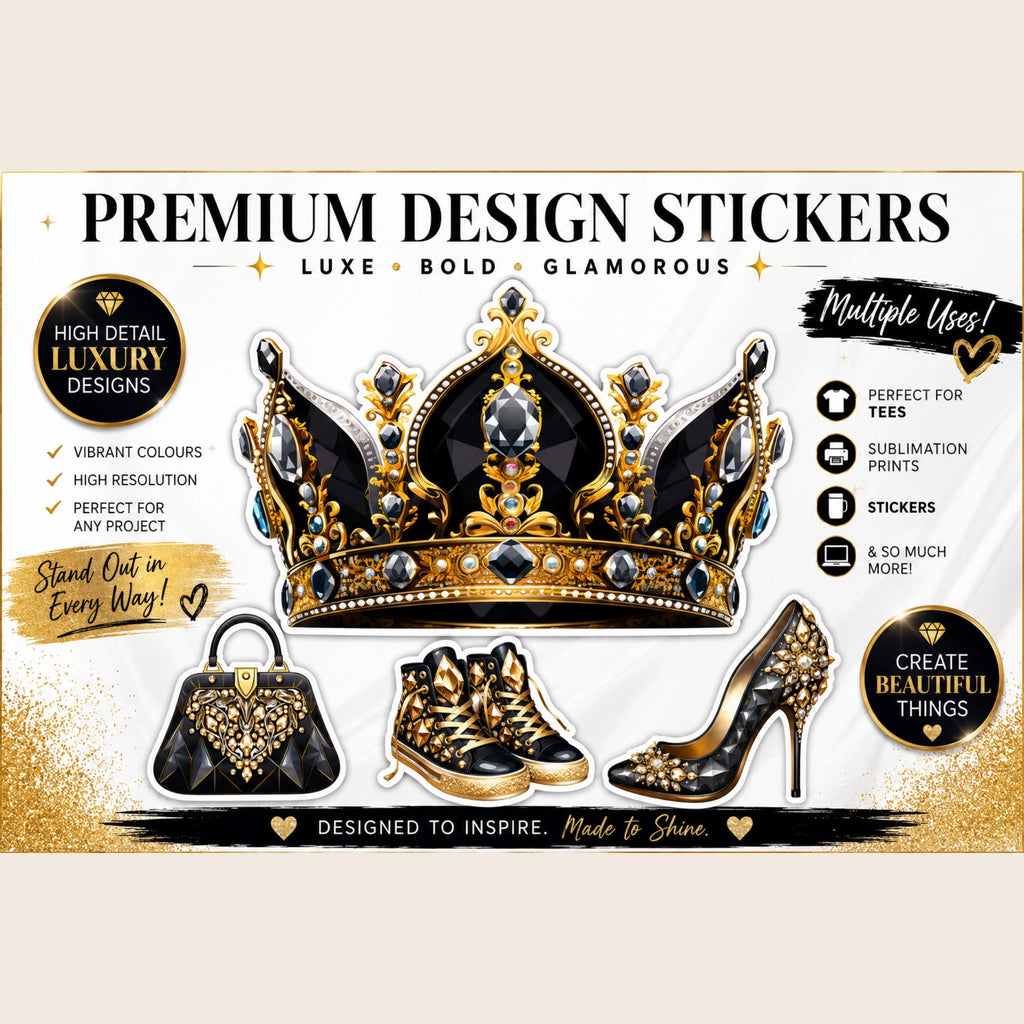 Black N Gold Luxury Clipart Bundle, 21 PNG Designs, Glam Queen Fashion Sublimation, Graduation Bonus, T-Shirt & Sticker Graphics