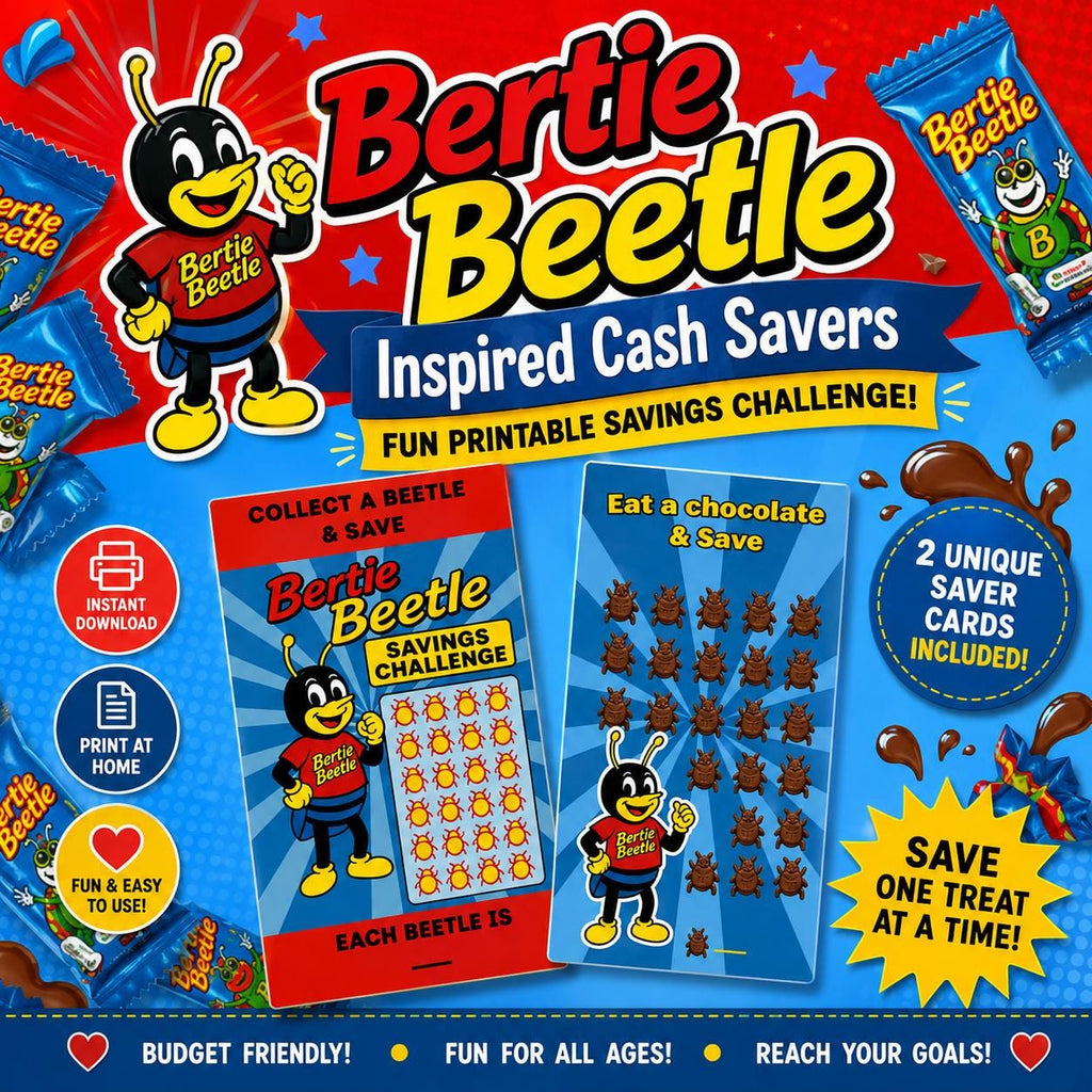 Bertie Beetle Saving Challenge Card Bundle | Bring back 90s Memories | Cash Savings