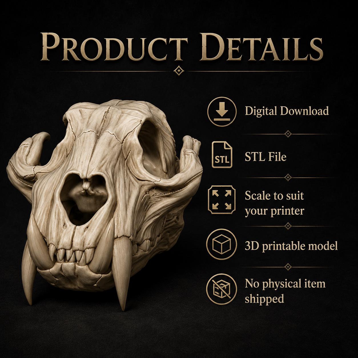 2 Skull STL Bundle | 75mm & 120mm Fantasy Skull Models | 3D Printable Resin Files | Digital Download | Hobby Ready