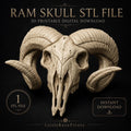 Ram-Inspired Skull STL File | Horned Skull 3D Print Model | Gothic Animal Skull Decor | Dark Fantasy STL | Digital Download