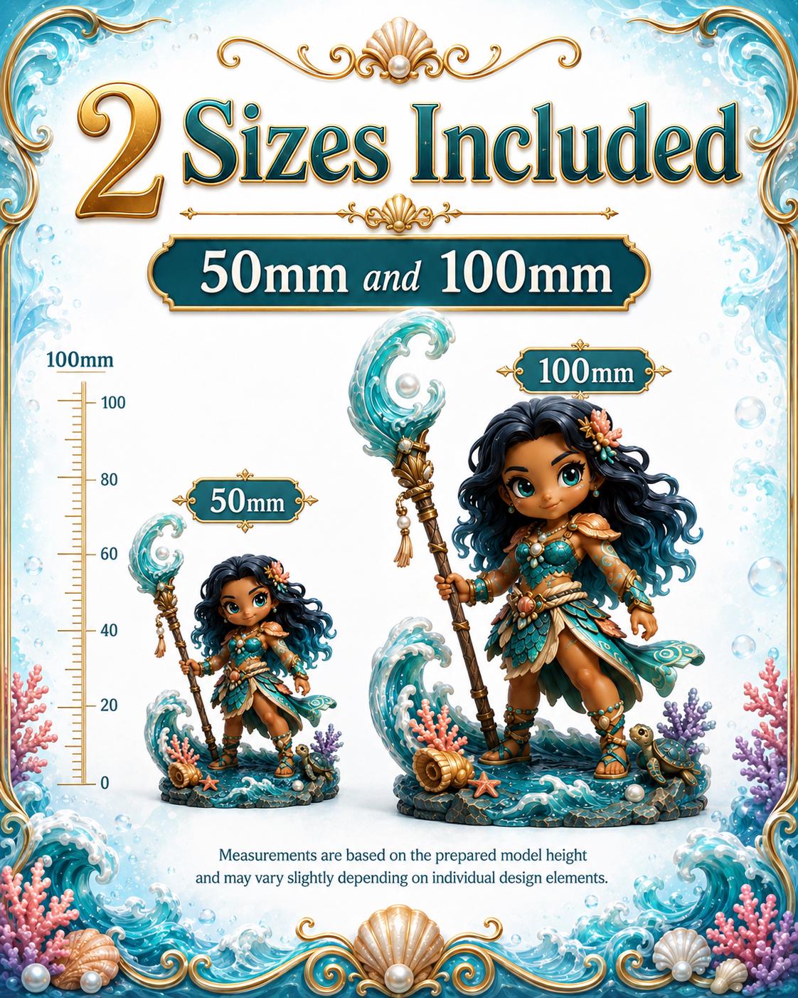 Ocean Warrior STL Bundle: 6 Fantasy Miniatures, 50mm and 100mm Digital Files