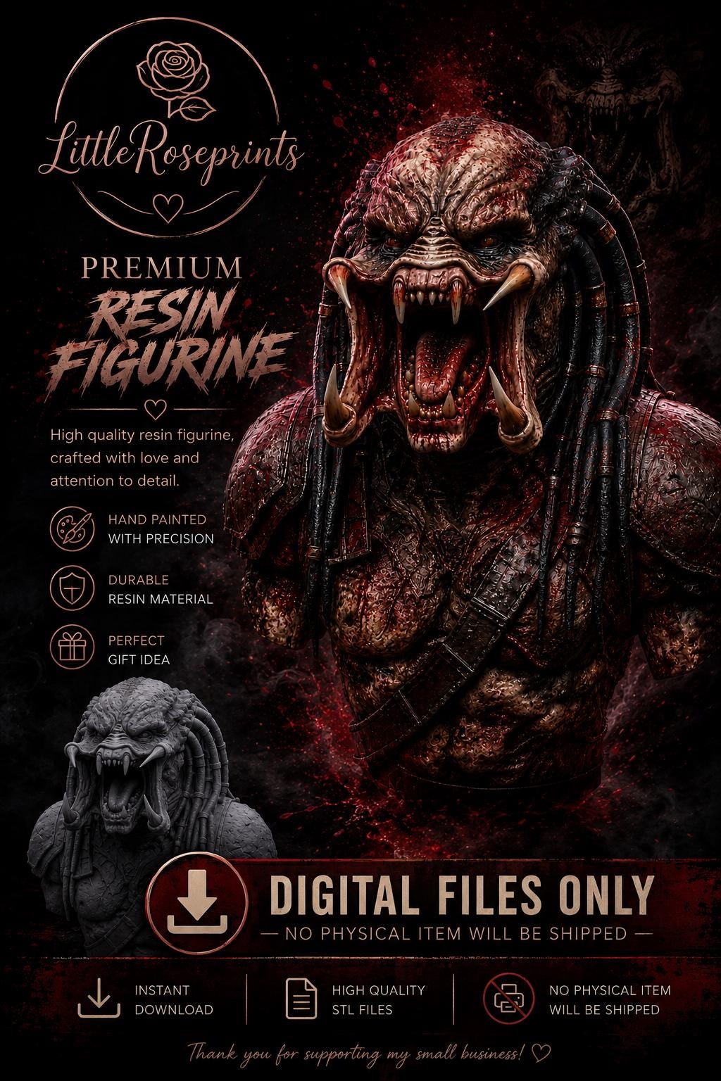 predator stl file | print ready | multiple sizes | resin or filament print | digital download