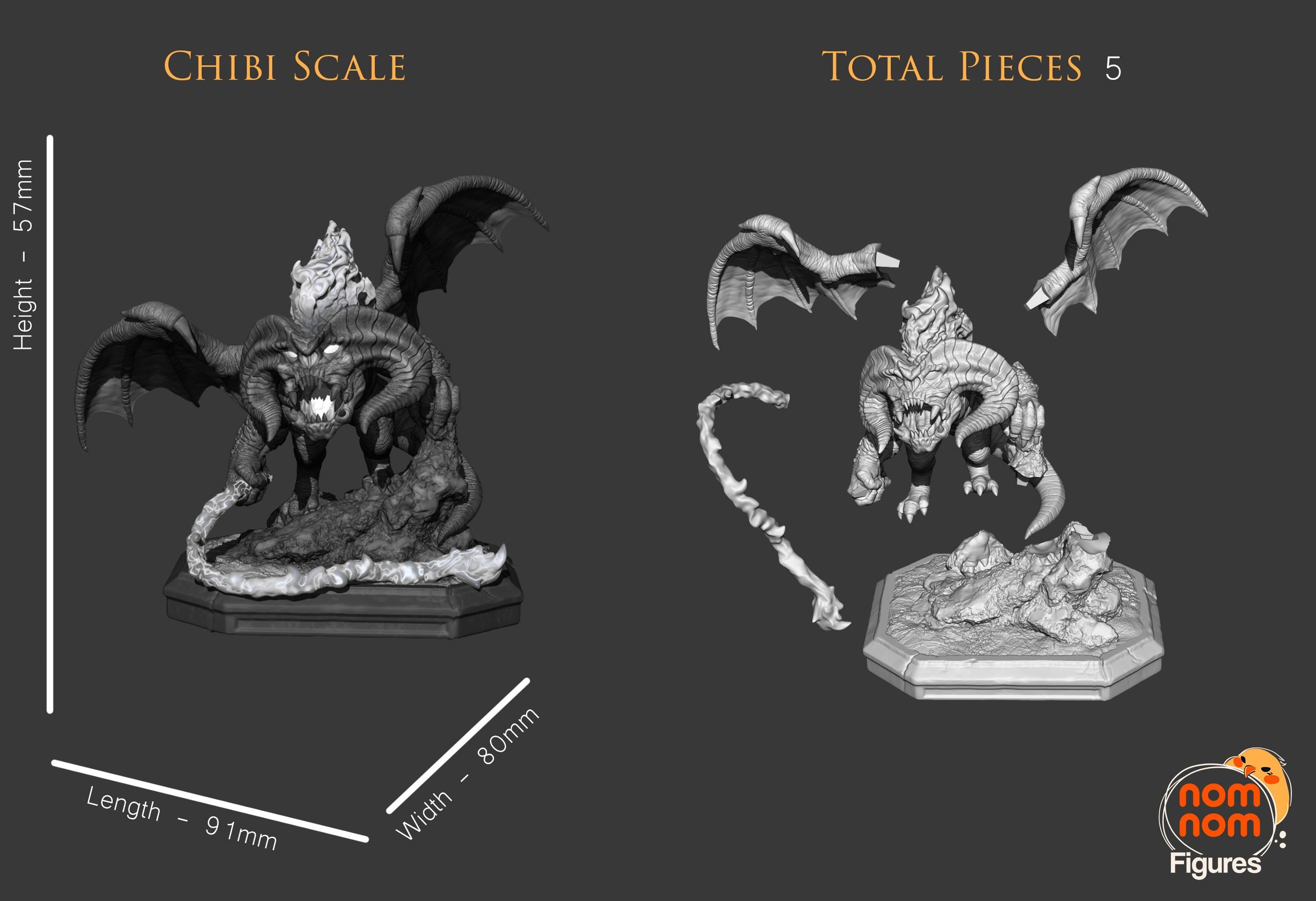 Fire Demon Mini Figurine | Unpainted Resin Garage Kit | Fantasy Monster Model | Paint Your Own Figure