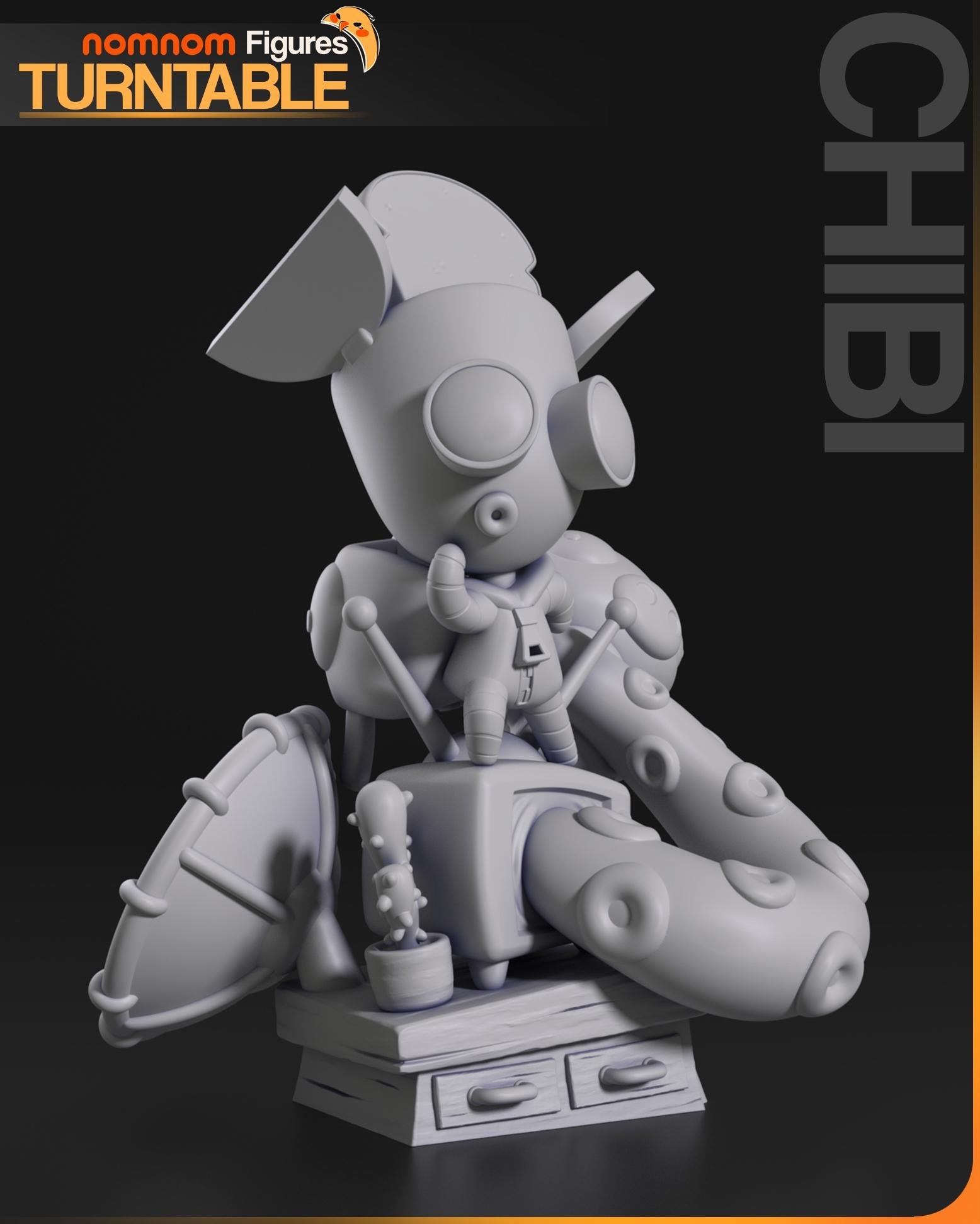 Chibi Robot Unpainted Garage Kit | Invader Zim Resin Figure for Collectors