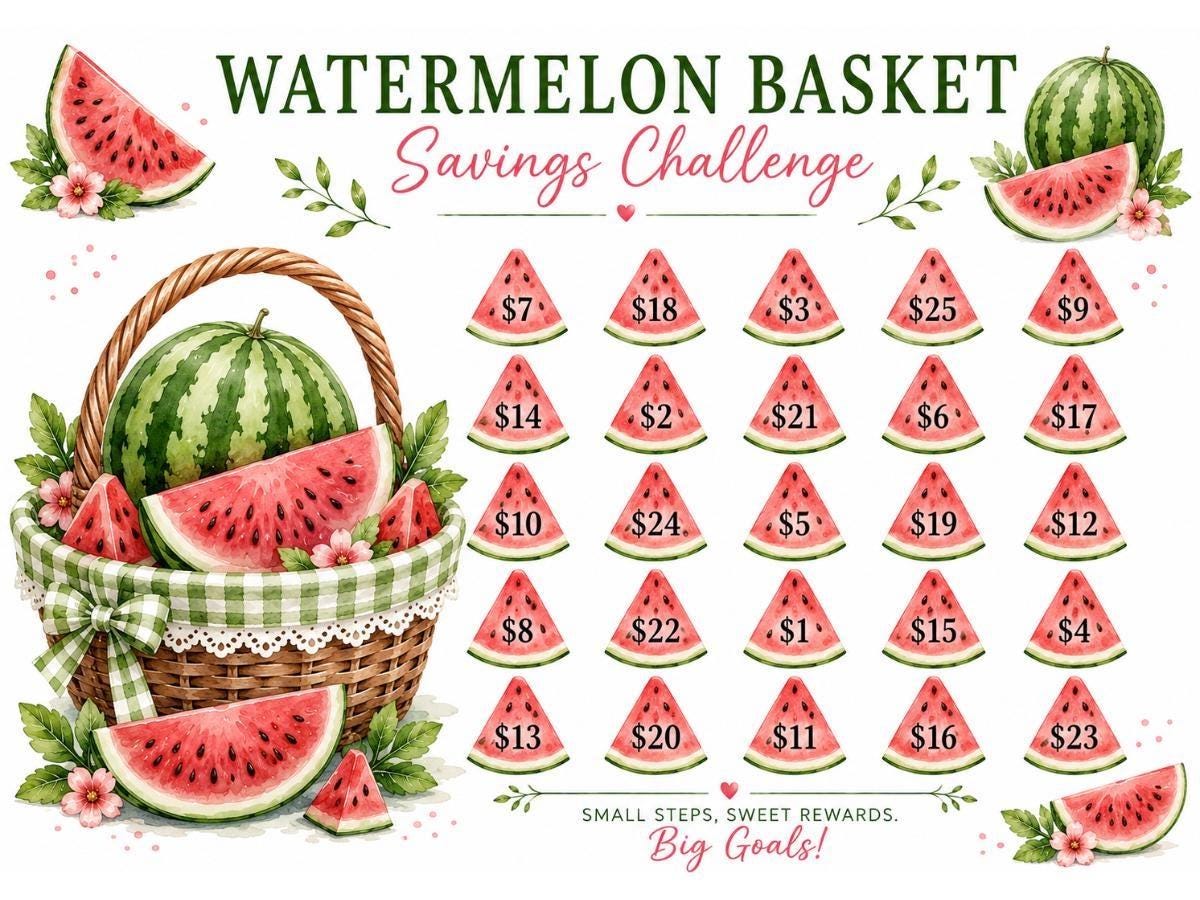 Fruit Savings Challenge Cards | Printable Money Tracker Bundle (4x3 Inch) (Digital Download)