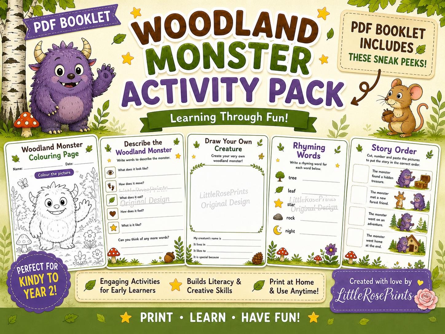 Gruffalo Monster Activity Pack PDF | 14 Printable Literacy Worksheets | Classroom Activities| Read Gruffalo book and print worksheets