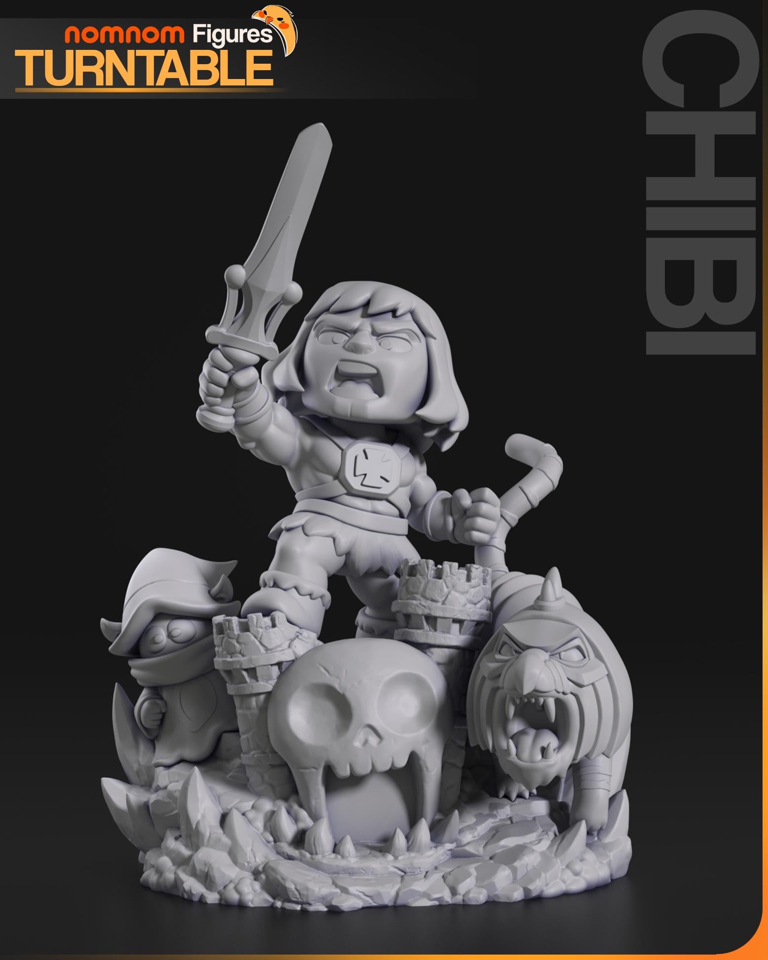 Chibi Barbarian Warrior Figurine | Unpainted Resin Figure | Fantasy Garage Kit | Resin Printed Collectible