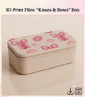 3D Print File Bows & Kisses Box .3MF | Cute Desktop Container, Makeup Organizer, Jewelry Storage | Multi-Color STL / 3MF Digital Download