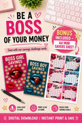 Boss Savings Challenge Tracker | Printable Cash Stuffing Envelope (Digital Download)
