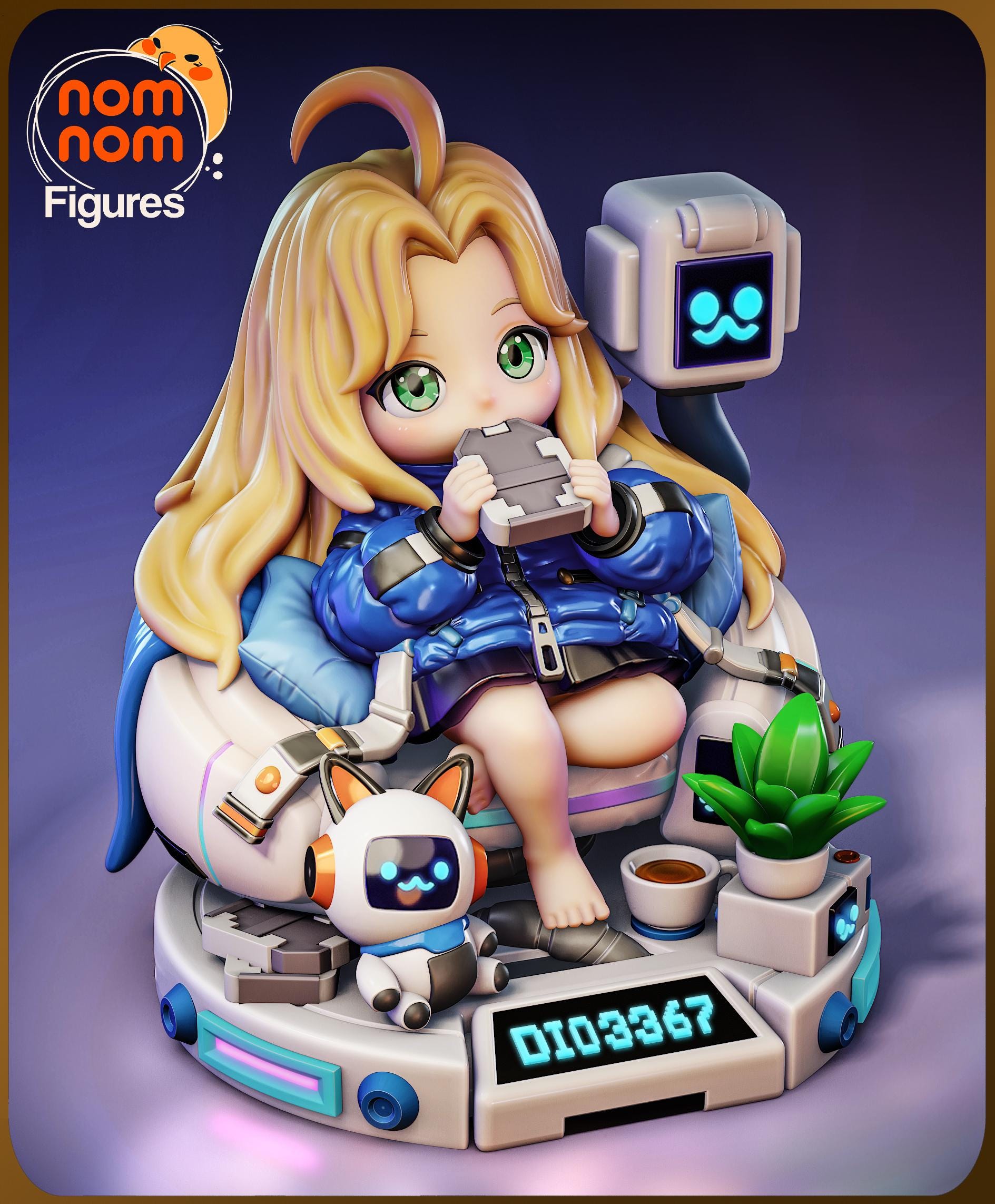 Chibi Sci-Fi Girl Figurine | Unpainted Resin Garage Kit | 3D Printed Collectible | DIY Painting Model
