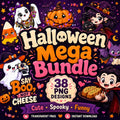 Halloween PNG Bundle, 38 Funny Cute Spooky Designs for Shirts, Stickers & Sublimation