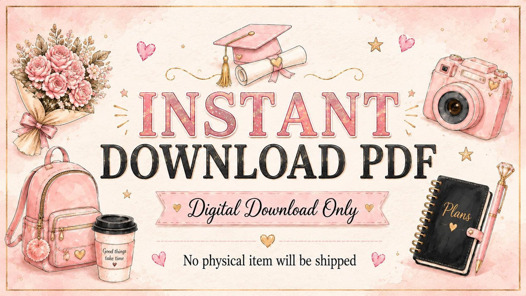 Graduation Planner & Diary | Pink End of School Memories Book (Digital Download)