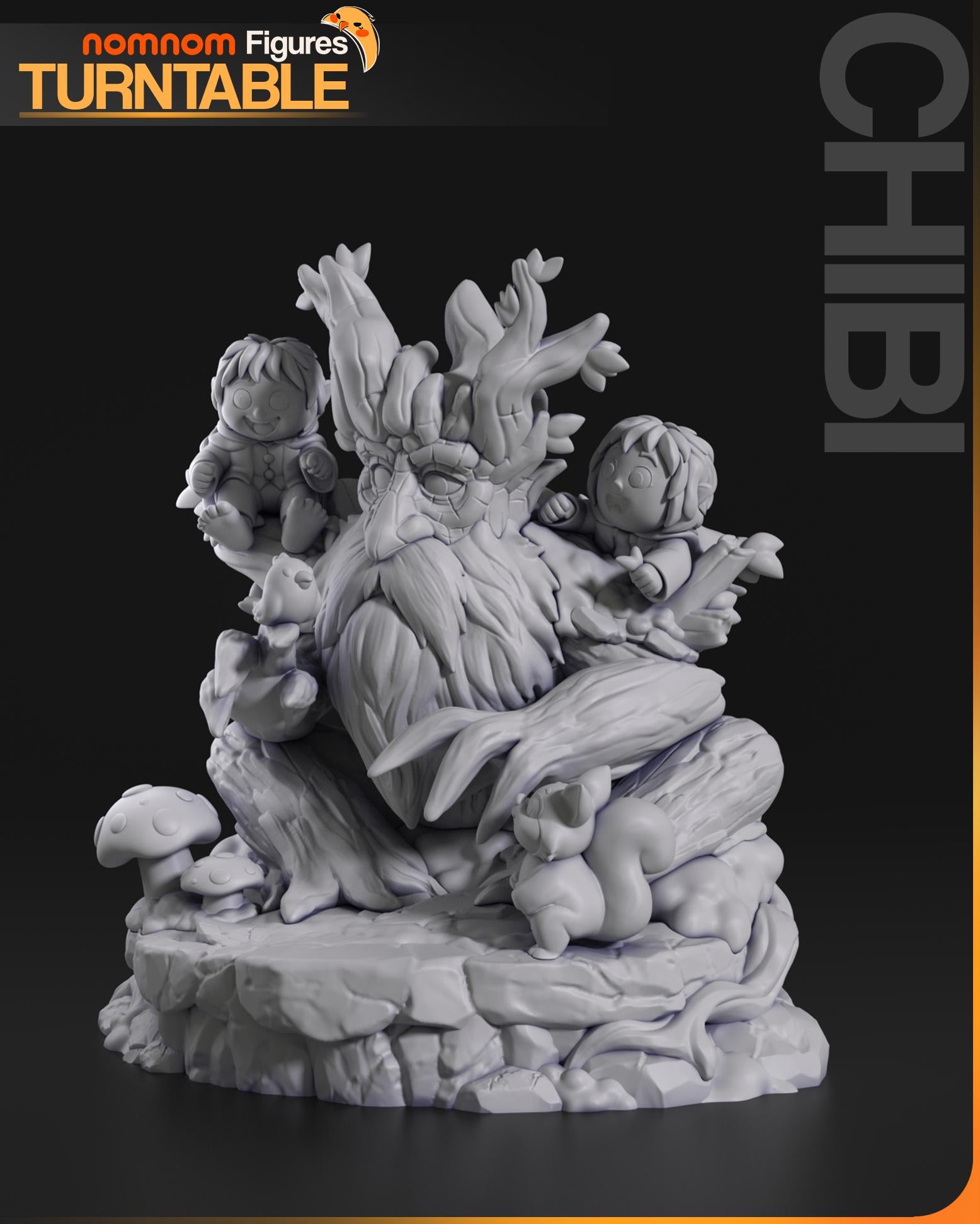 Ancient Forest Guardian Chibi Figure | Unpainted Resin Garage Kit | Fantasy Collectible Statue