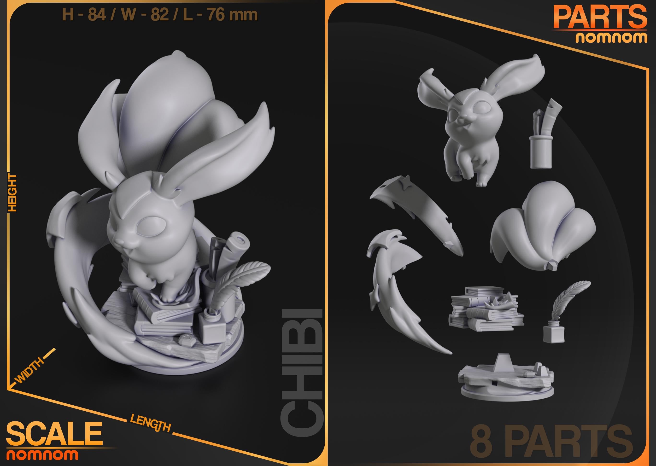 Chibi Crystal Fox Creature Figurine | Unpainted Resin Figure | Fantasy Garage Kit | Paint Your Own Model