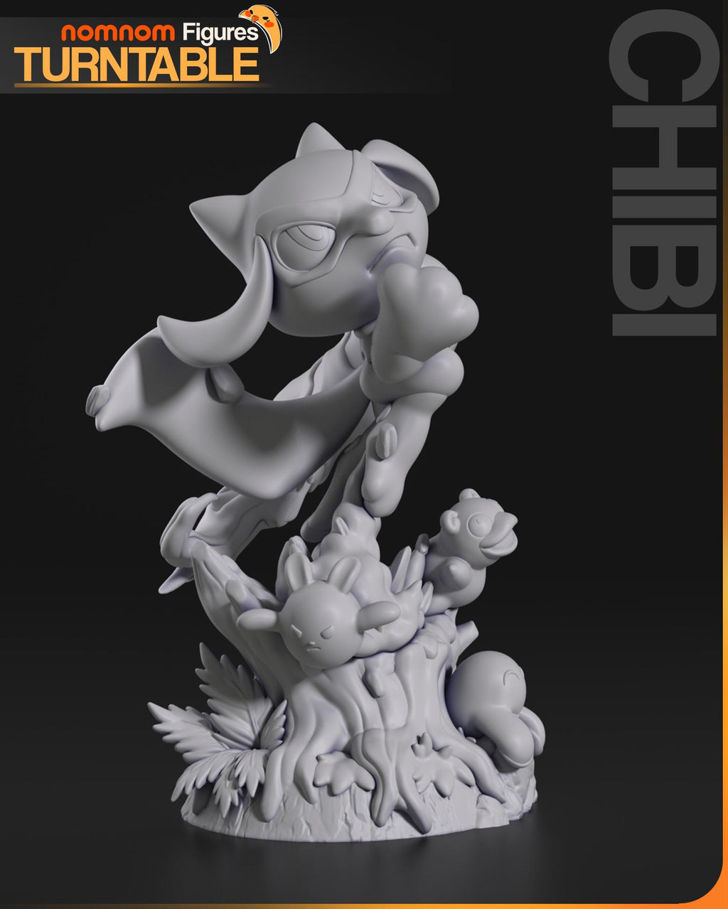 Chibi Blue Spirit Wolf Figurine | Unpainted Resin Collectible | Fantasy Creature Garage Kit