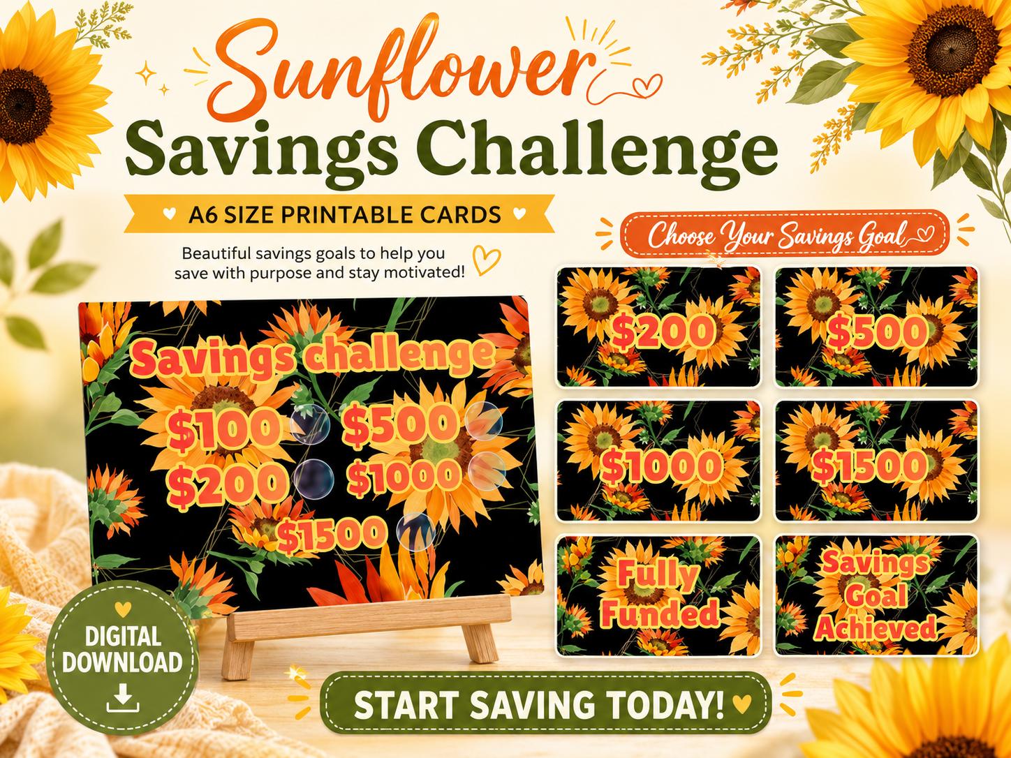 flower savings card | save 100 - 1500 A6 size | Buffer cards | Fully Funded