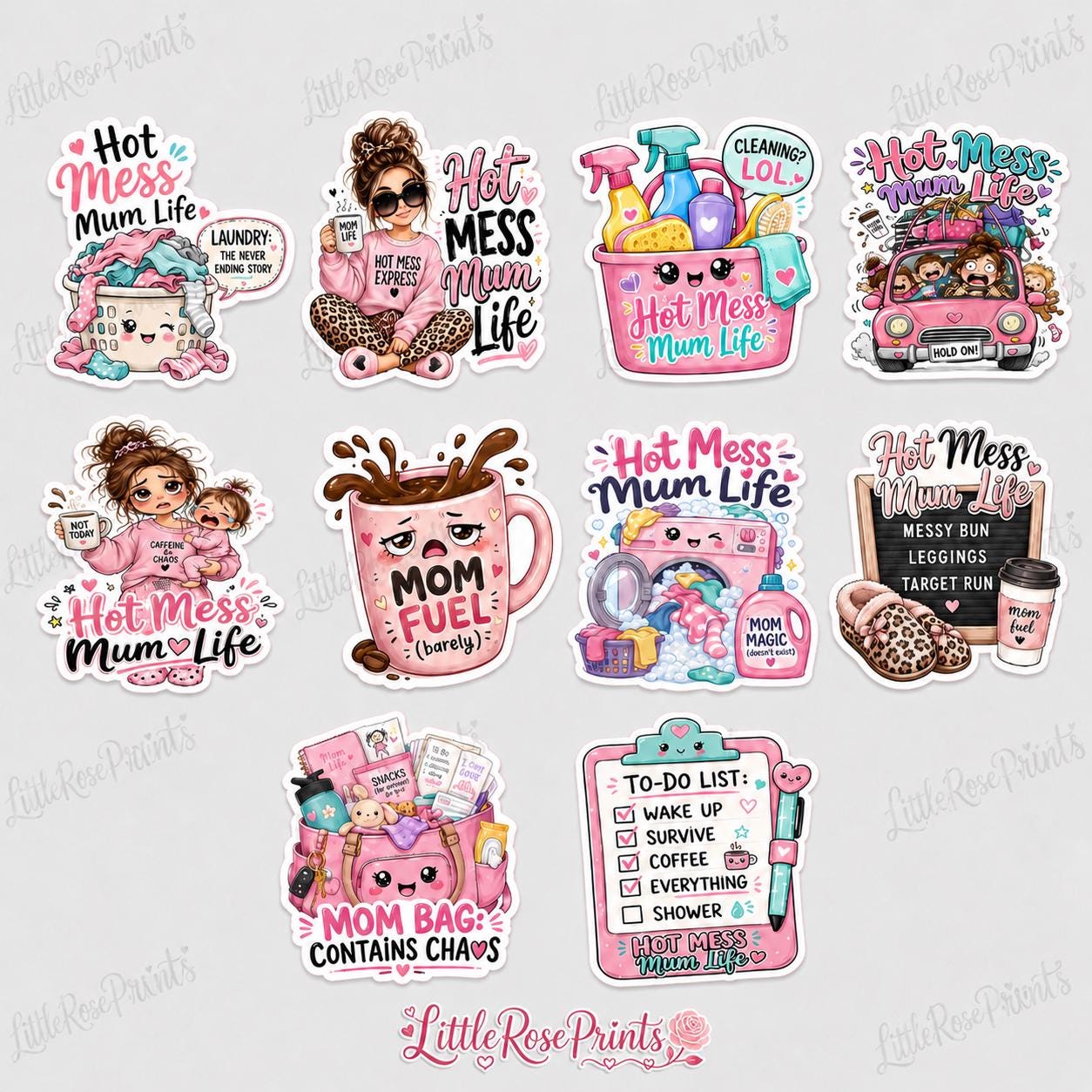 Hot Mess Mum Life Matte Vinyl Sticker, 3 Inch Funny Mum Design