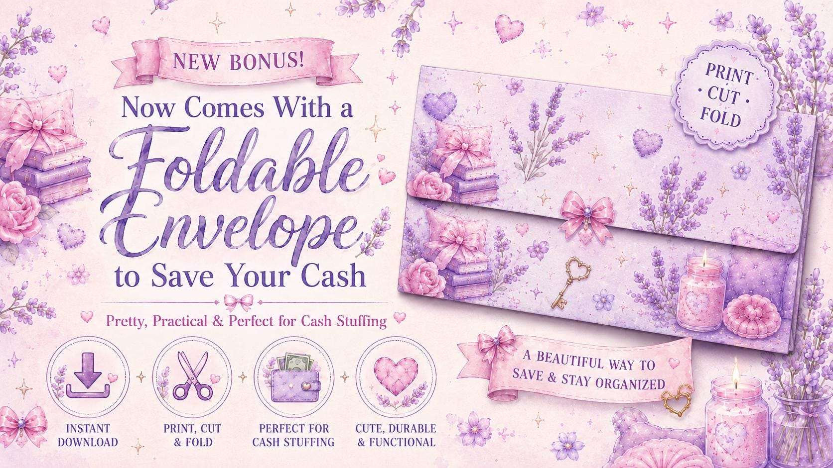 7 Savings Challenge Cards Printable Bundle, Coquette Self-Care & Spa Day, Cash Envelope Budget Binder Inserts, Digital Download