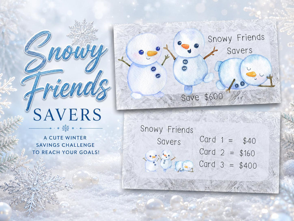 Snowman and Friends Savings Challenge Cards (Instant Download PDF)