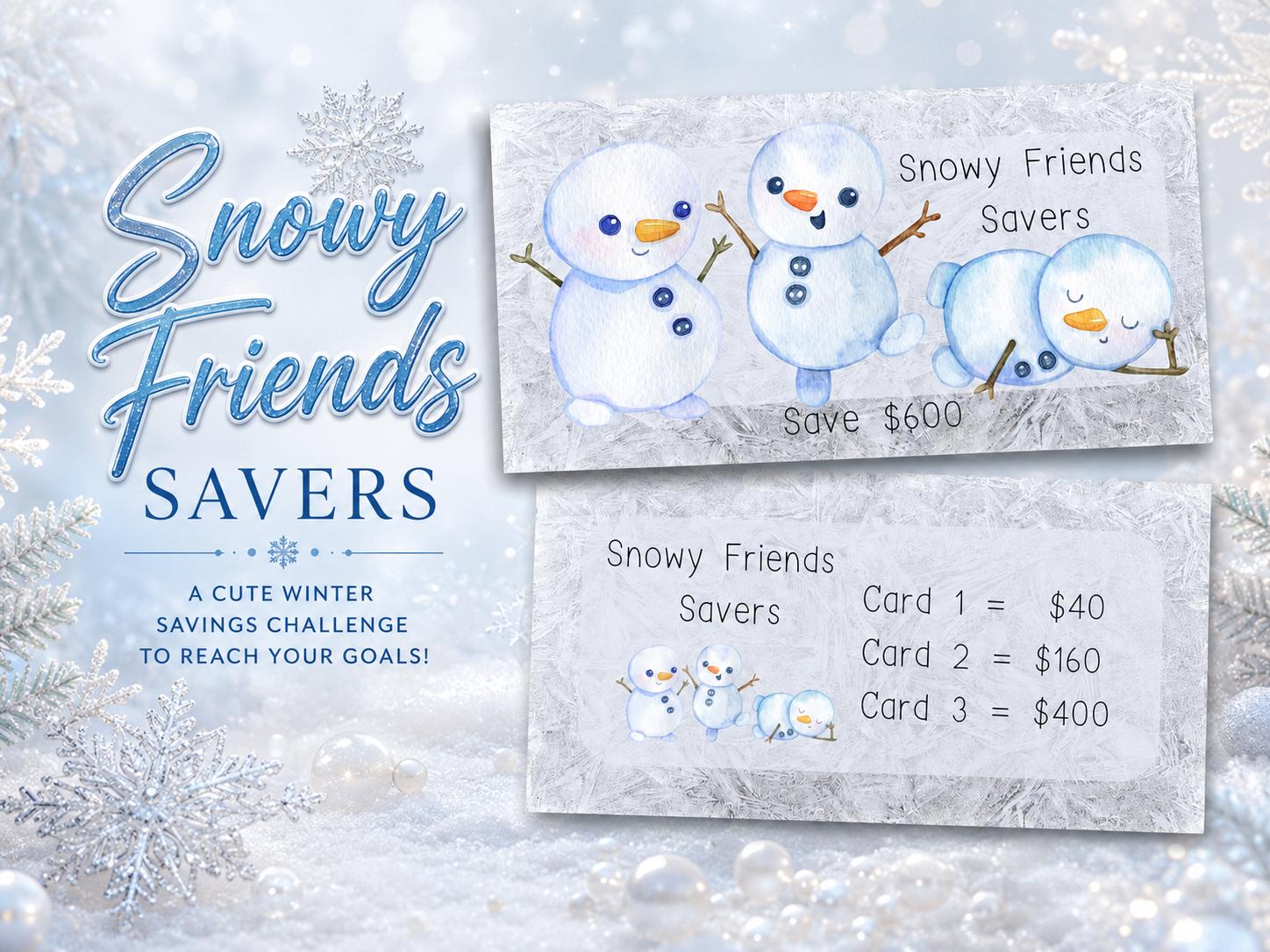 Snowman and Friends Savings Challenge Cards (Instant Download PDF)