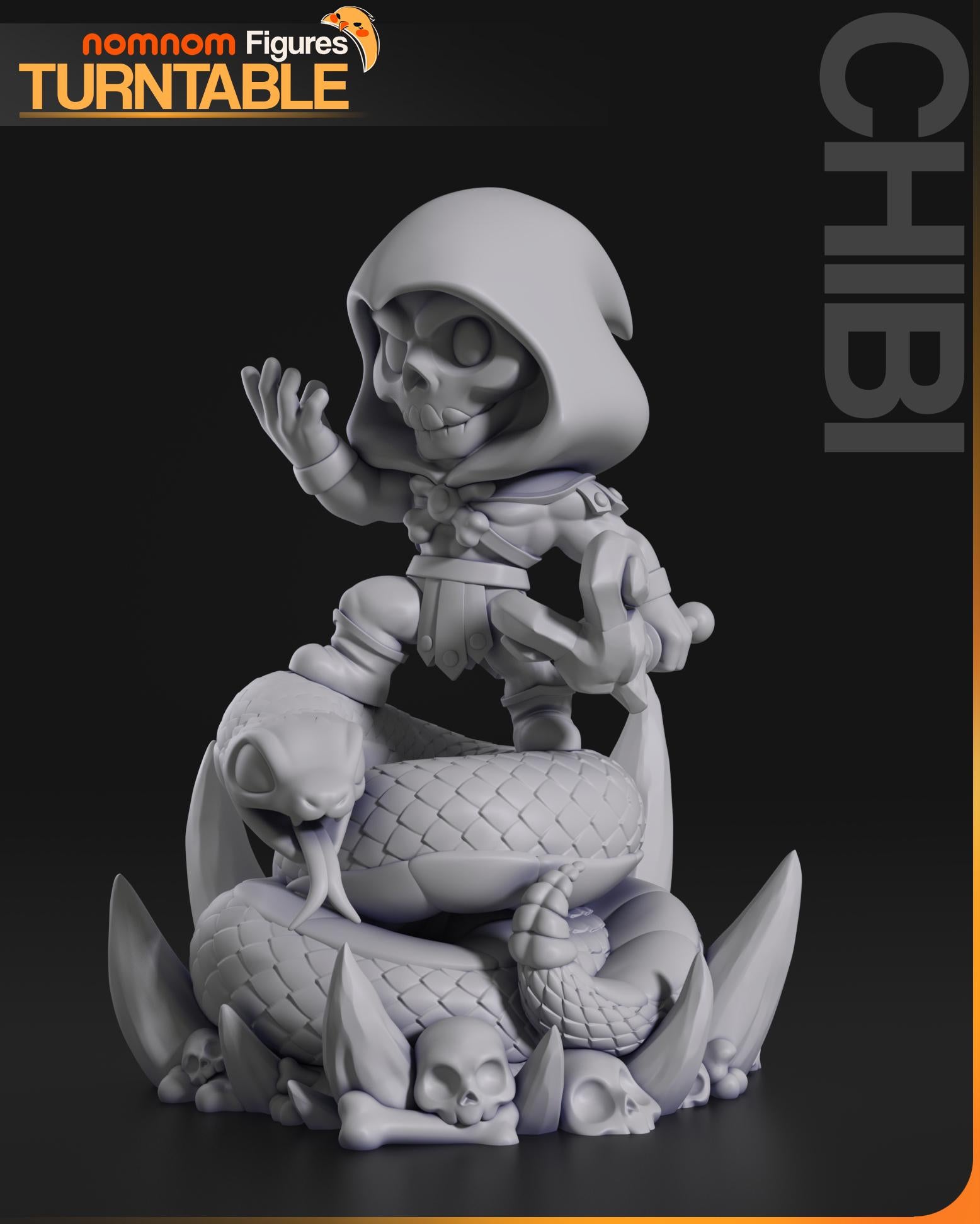 Chibi Skull Villain Figurine | Unpainted Resin Figure | Dark Fantasy Garage Kit | DIY Paintable Model