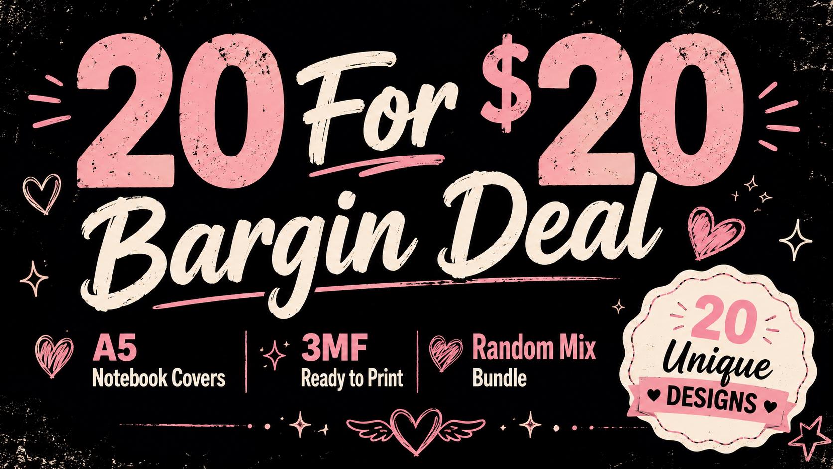 A5 Notebook Cover Bundle | 20 Unique 3MF Designs | Ready to Print | Random Mix Front & Matching Back Covers