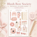 Blush Bow Sticker Sheet | Pink Preppy Aesthetic Stickers | Matte Vinyl Kiss Cut Stickers | Planner Stickers | Journal Stickers