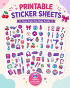 Glow Bright Pop Mega Bundle – Printable Stickers, Digital Papers & Planner Kit