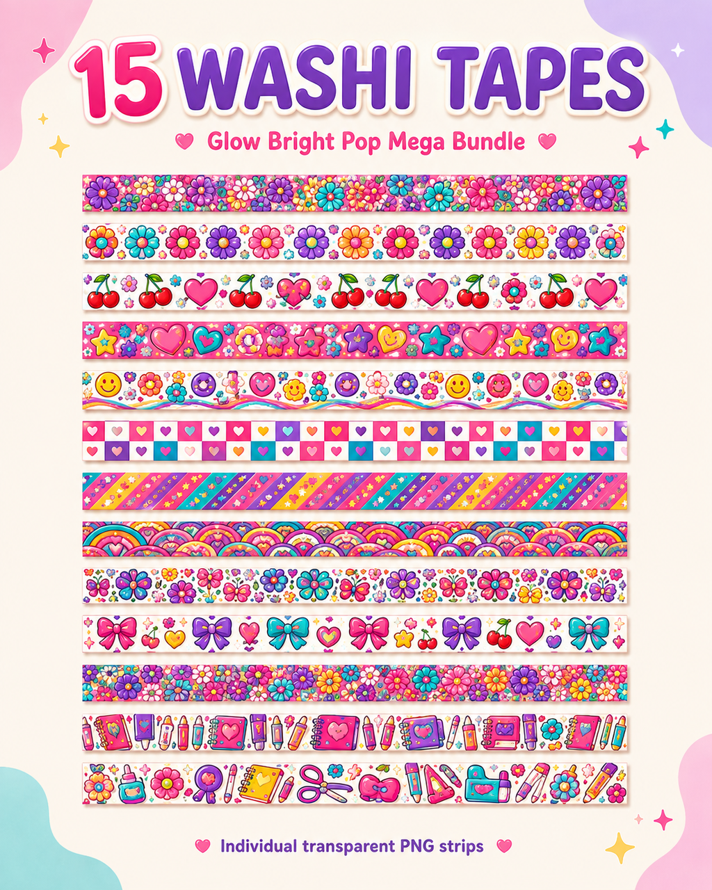 Glow Bright Pop Mega Bundle – Printable Stickers, Digital Papers & Planner Kit
