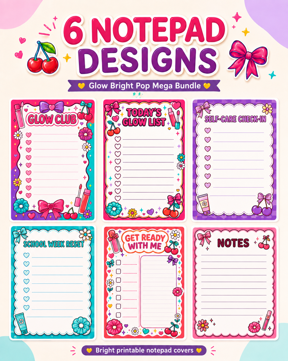 Glow Bright Pop Mega Bundle – Printable Stickers, Digital Papers & Planner Kit