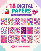 Glow Bright Pop Mega Bundle – Printable Stickers, Digital Papers & Planner Kit