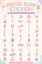 Pastel Glow Mega Bundle | 50 PNG Stickers + Printable Sticker Sheets + Digital Papers