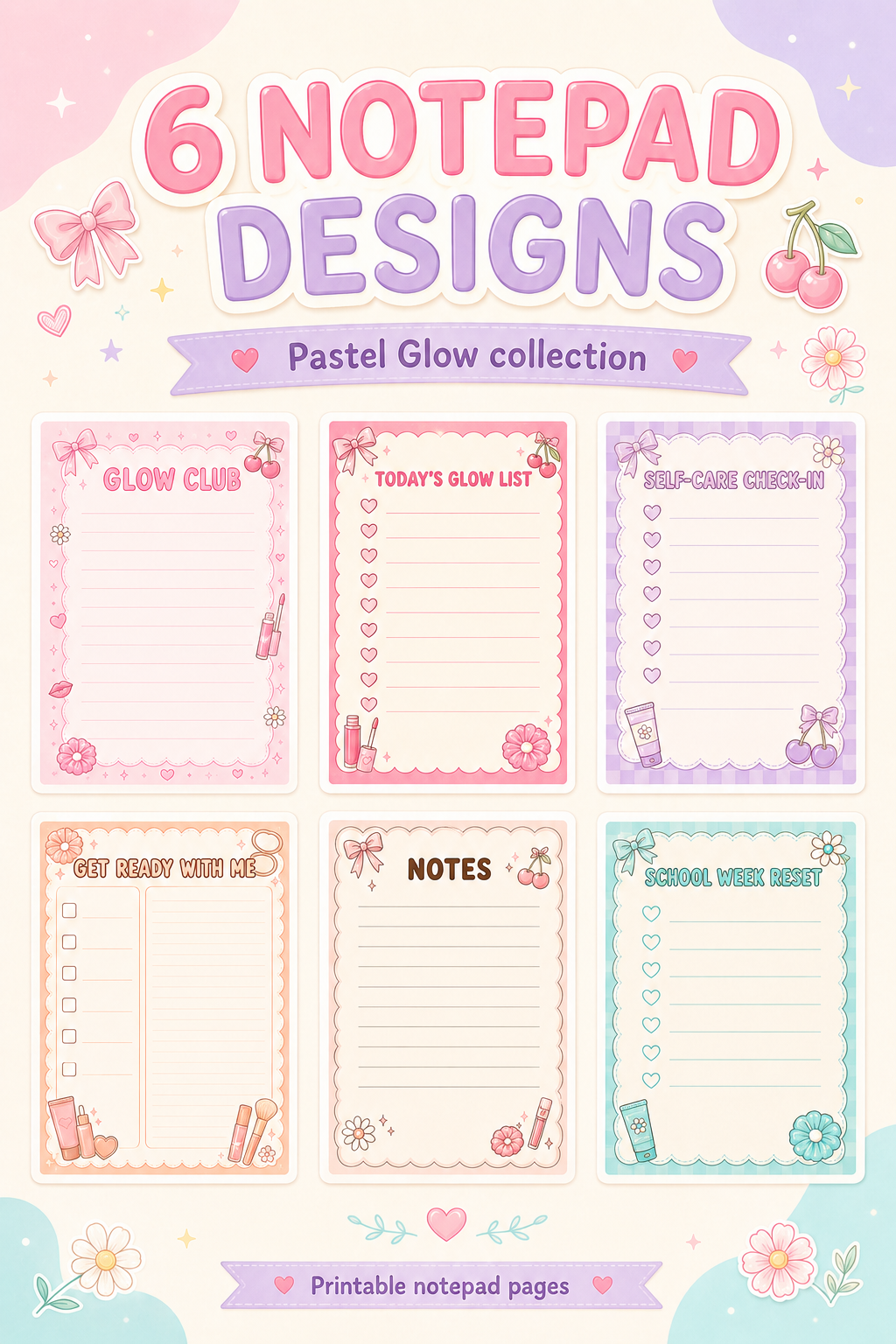 Pastel Glow Mega Bundle | 50 PNG Stickers + Printable Sticker Sheets + Digital Papers