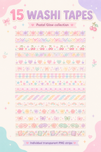Pastel Glow Mega Bundle | 50 PNG Stickers + Printable Sticker Sheets + Digital Papers